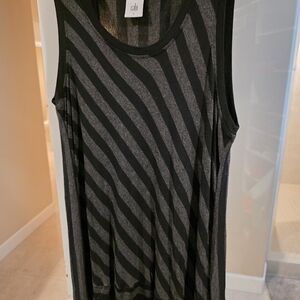 CAbi Black and Gray Striped Tank Top